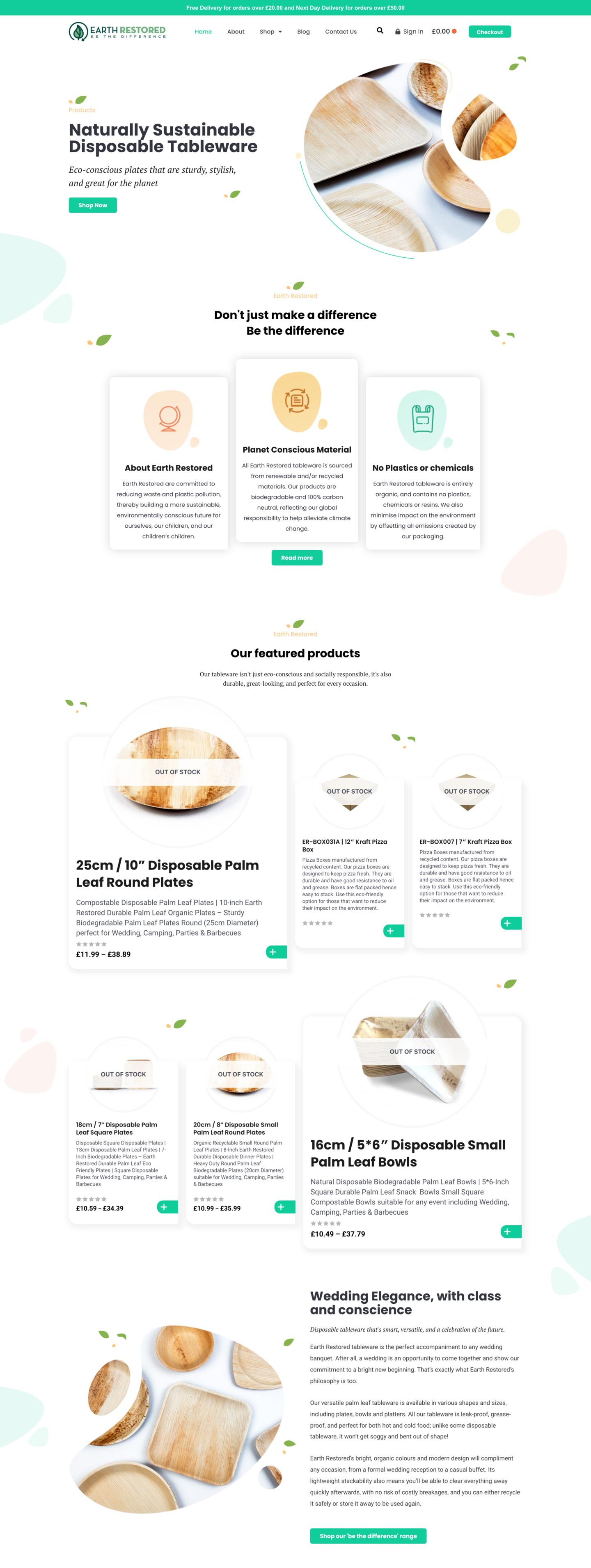 eCommerce web design for sustainable tableware business